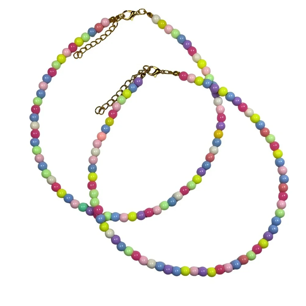 Pastel Beaded Necklace Adjustable Choker Kawaii Y2K‎ Aesthetic Jewelry